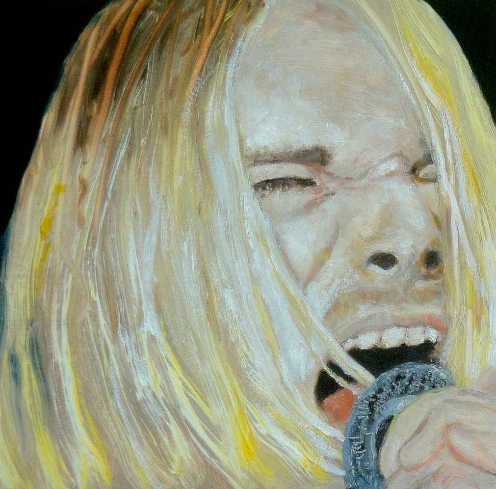 Donald Shambroom Artist at Work Painting of Kurt Cobain
